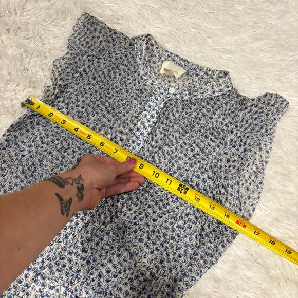 Band of Outsiders Scribble Flower Silk Flutter Sleeve Shirt Dress - Picture 7 of 12